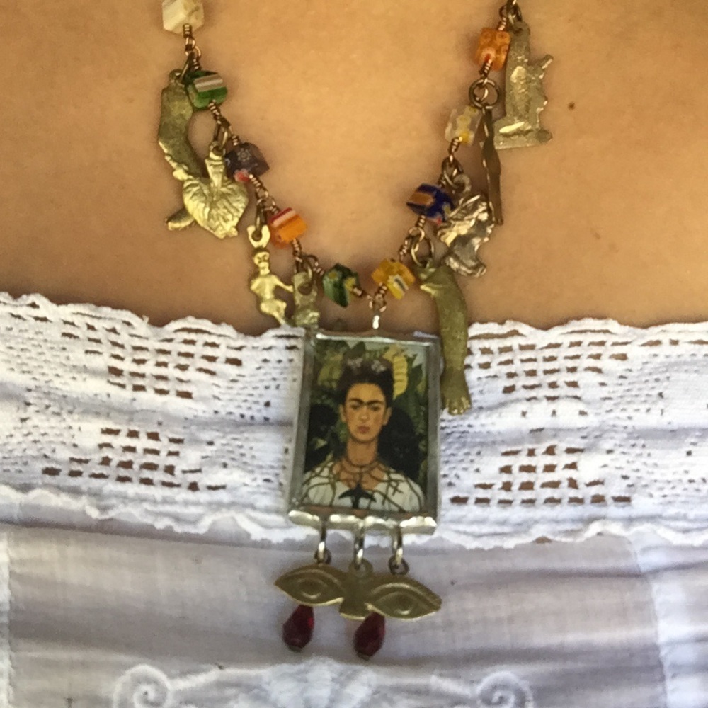 Frida Kahlo Handmade Milagros Necklace Mex…